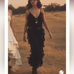 New BHLDN Jia Bias-Cut Ruffled V-Neck Gown size 16 wedding Boho